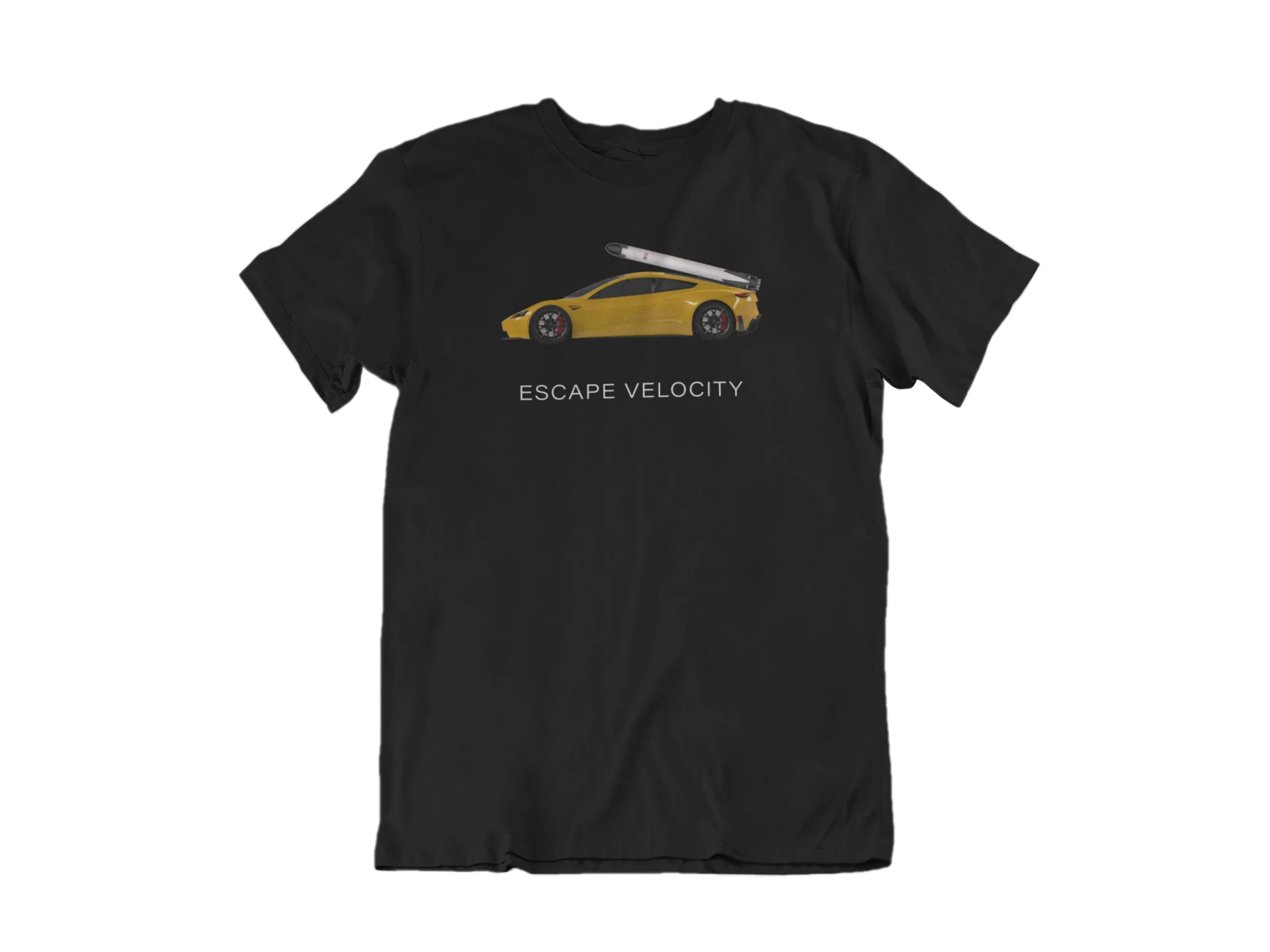 "Escape Velocity" Premium Tee (Yellow Roadster) - Image 3