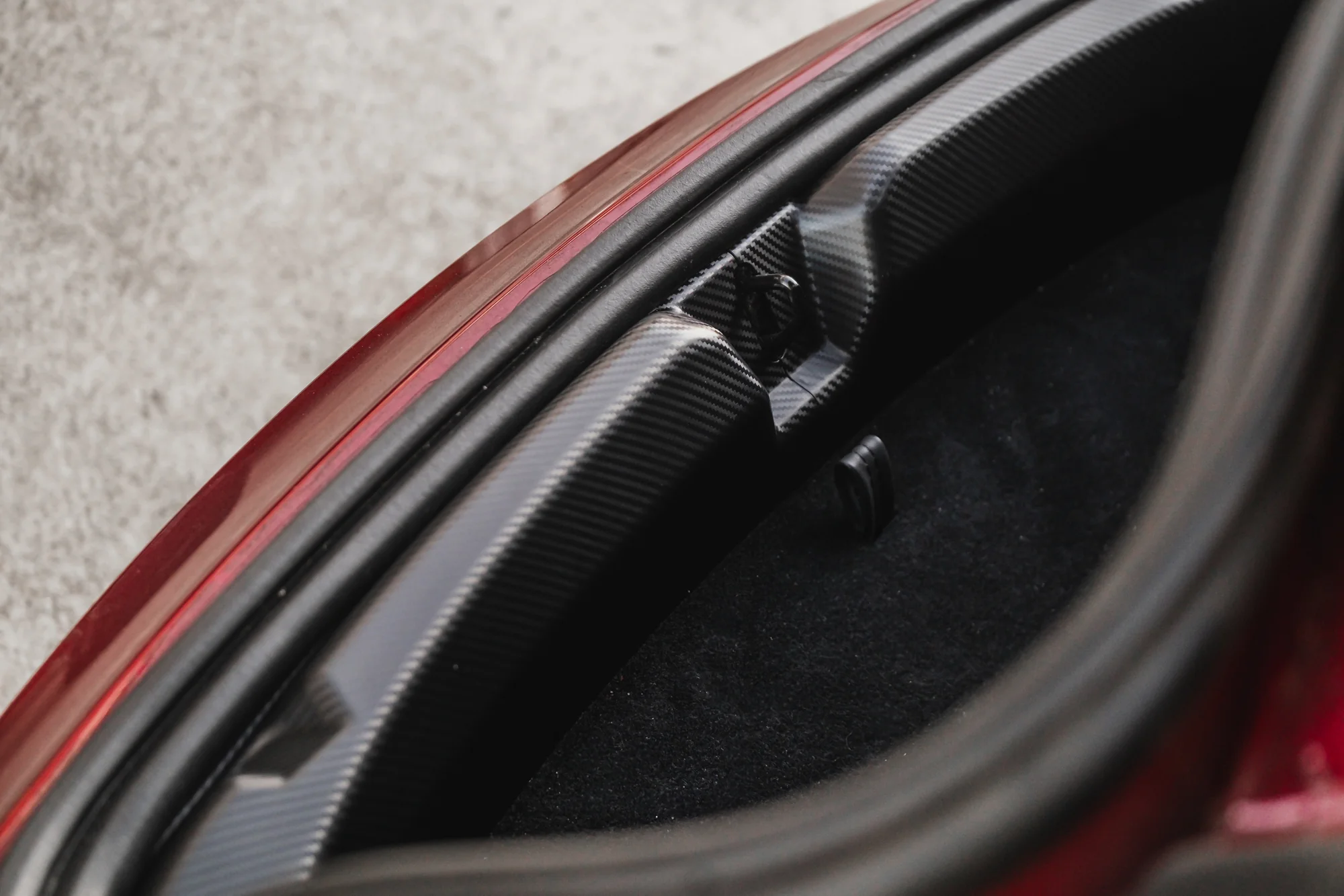 Tesla Model 3 Highland Trunk Sill Protector Carbon Fiber Pattern - Image 3