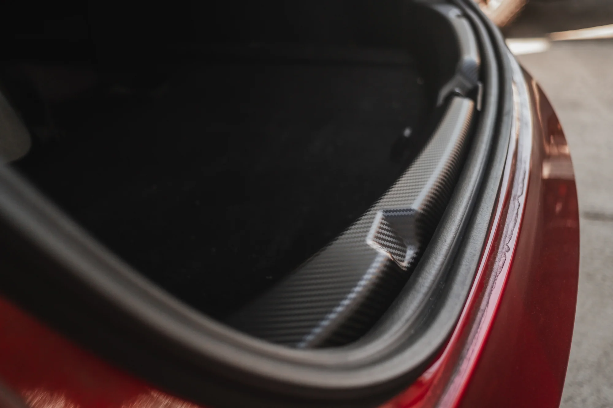 Tesla Model 3 Highland Trunk Sill Protector Carbon Fiber Pattern - Image 4