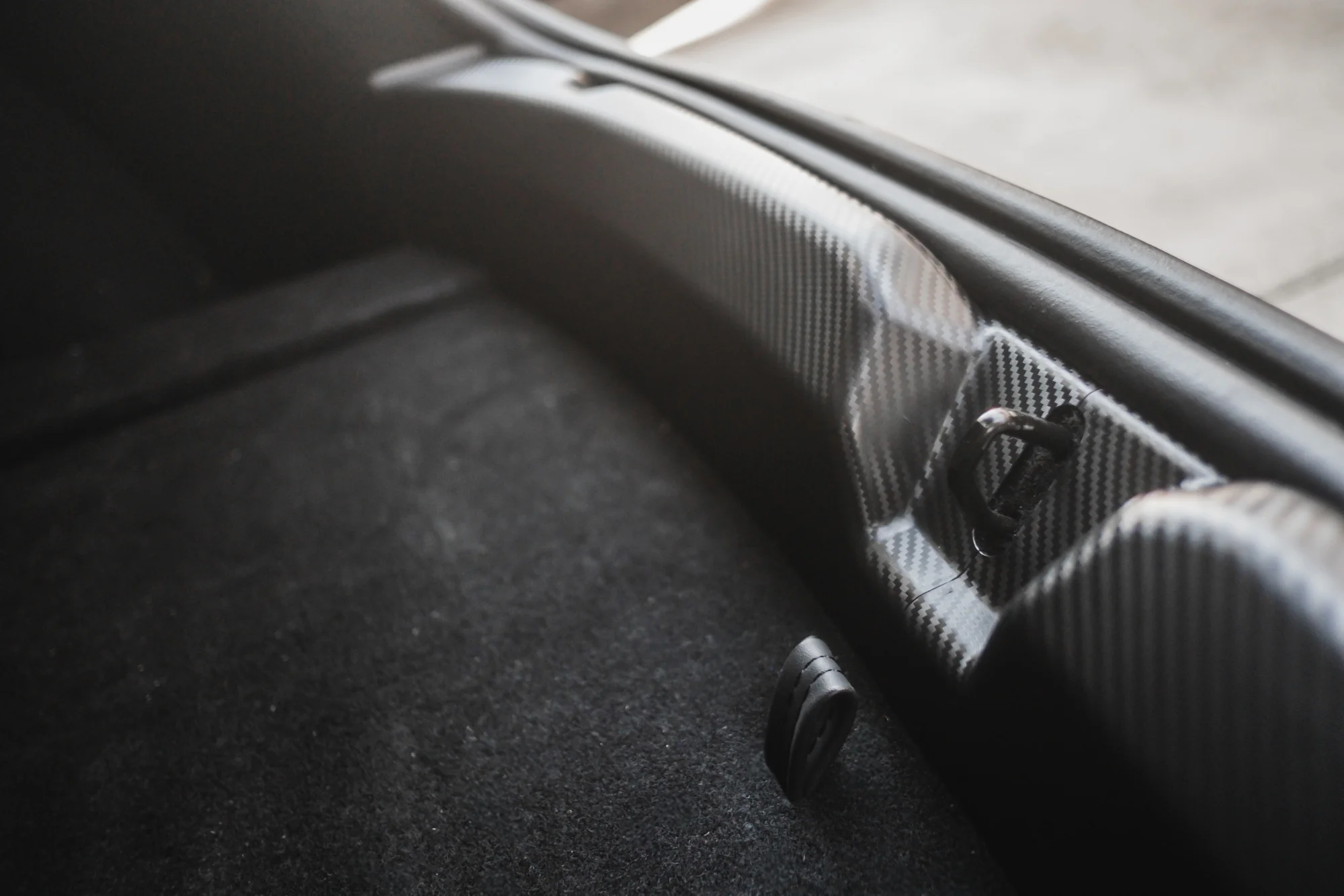 Tesla Model 3 Highland Trunk Sill Protector Carbon Fiber Pattern - Image 6