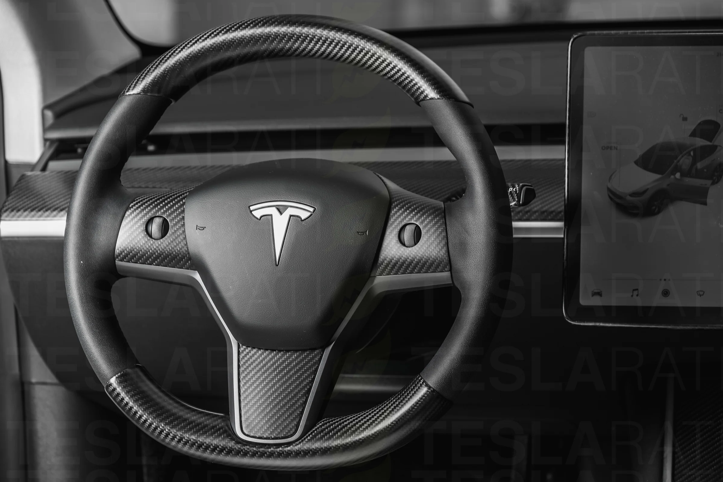 Tesla Model 3 & Y Genuine Carbon Fiber Steering Wheel Caps (2-pc) - Image 3
