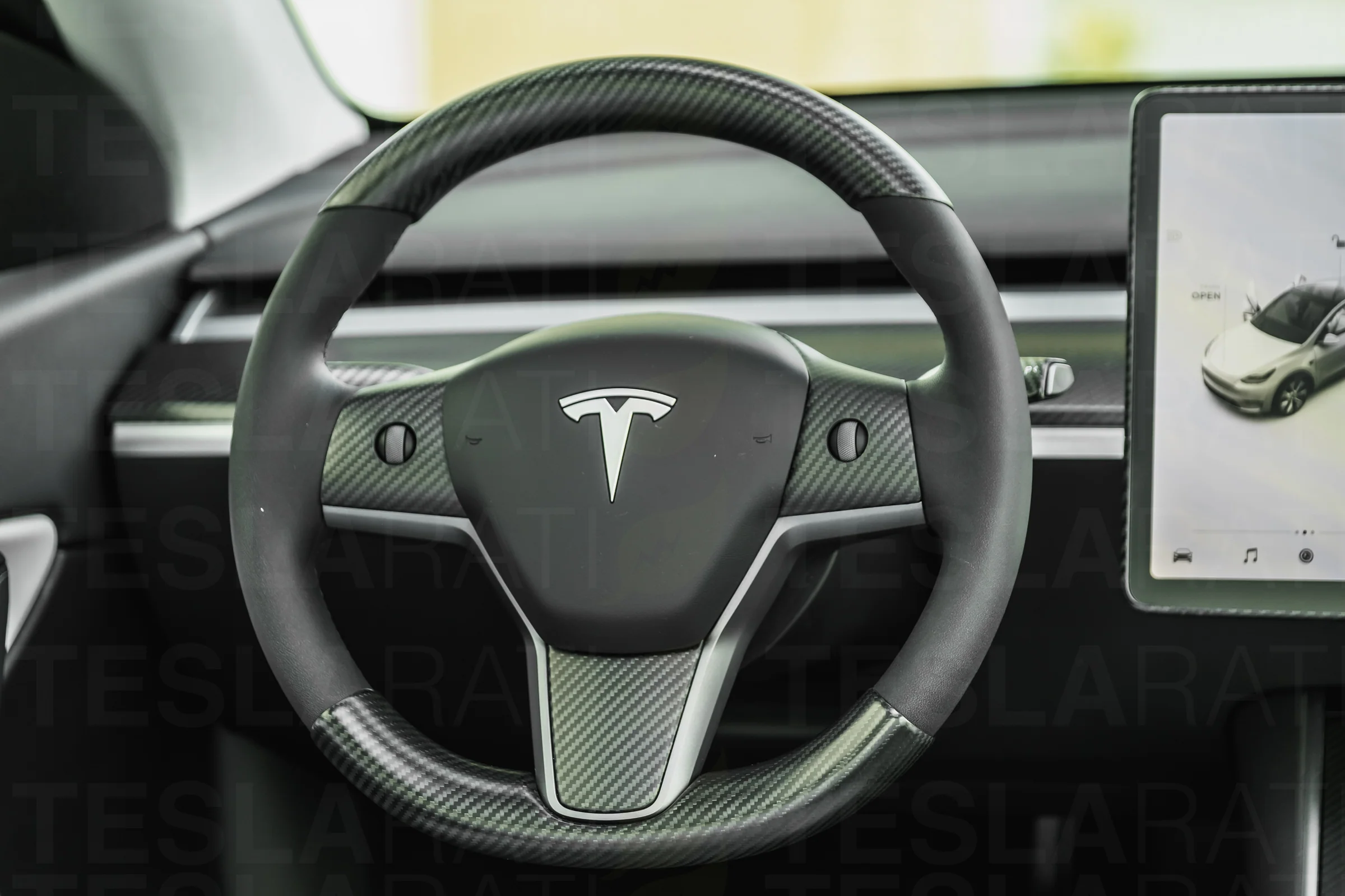 Tesla Model 3 & Y Genuine Carbon Fiber Steering Wheel Caps (2-pc) - Image 7