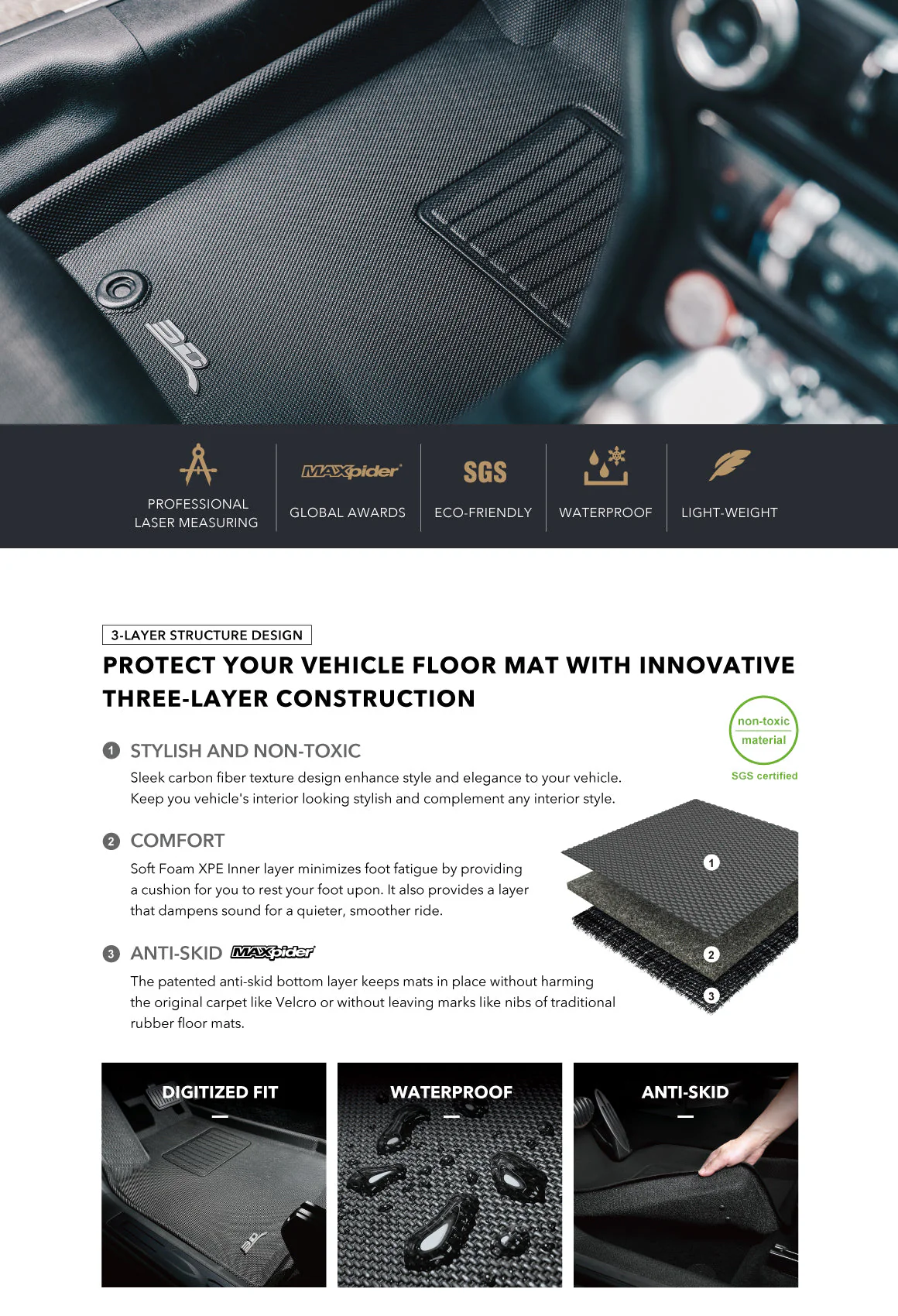 Tesla Model Y Third Row (7 Seater) All-Weather 3D MAXpider Floor Mats - Image 7