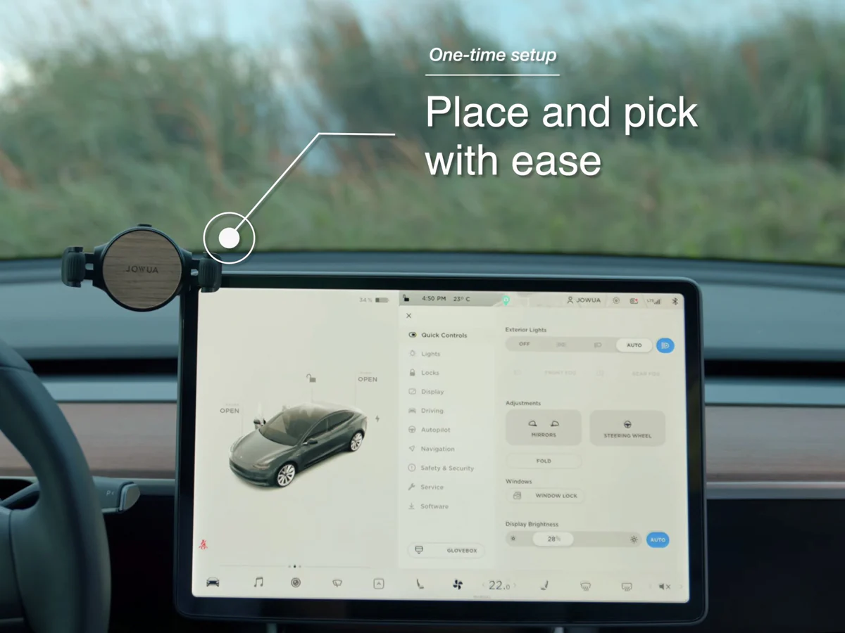 Invisible Foldaway Phone Mount for Tesla (optional wireless charging) - Image 3