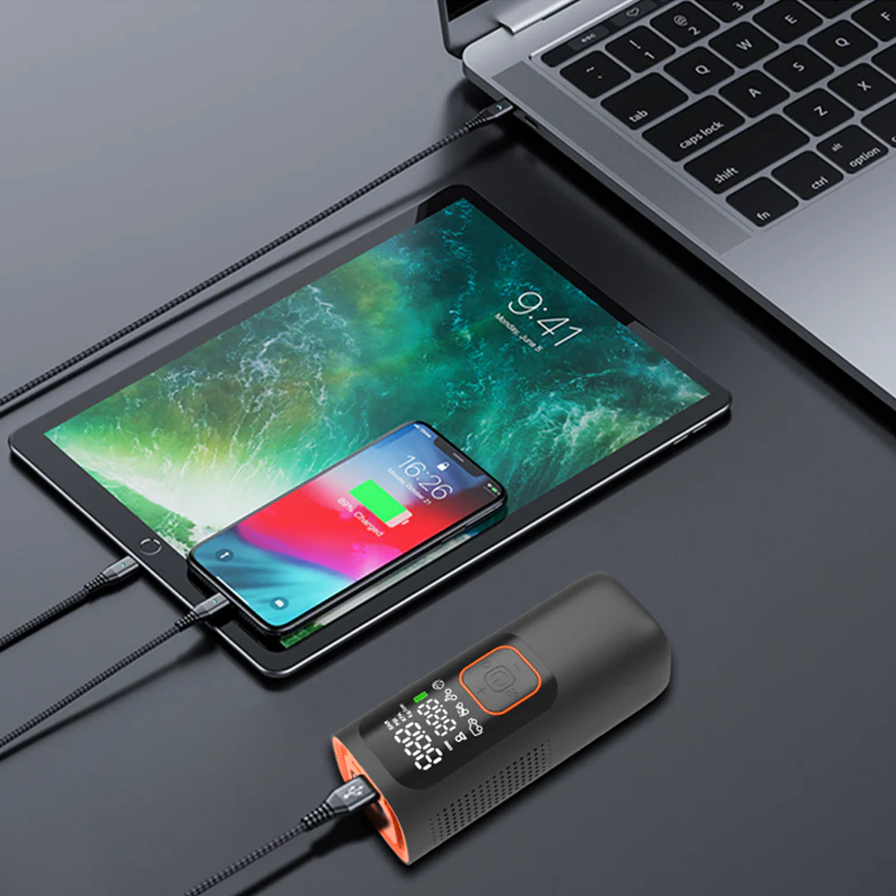 Portable Tire Inflator for Tesla (USB, Pressure Gauge, 100% Cordless) - Image 6